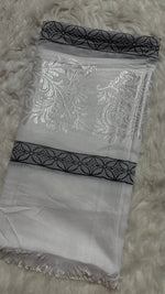Lawn Jacquard Border | White