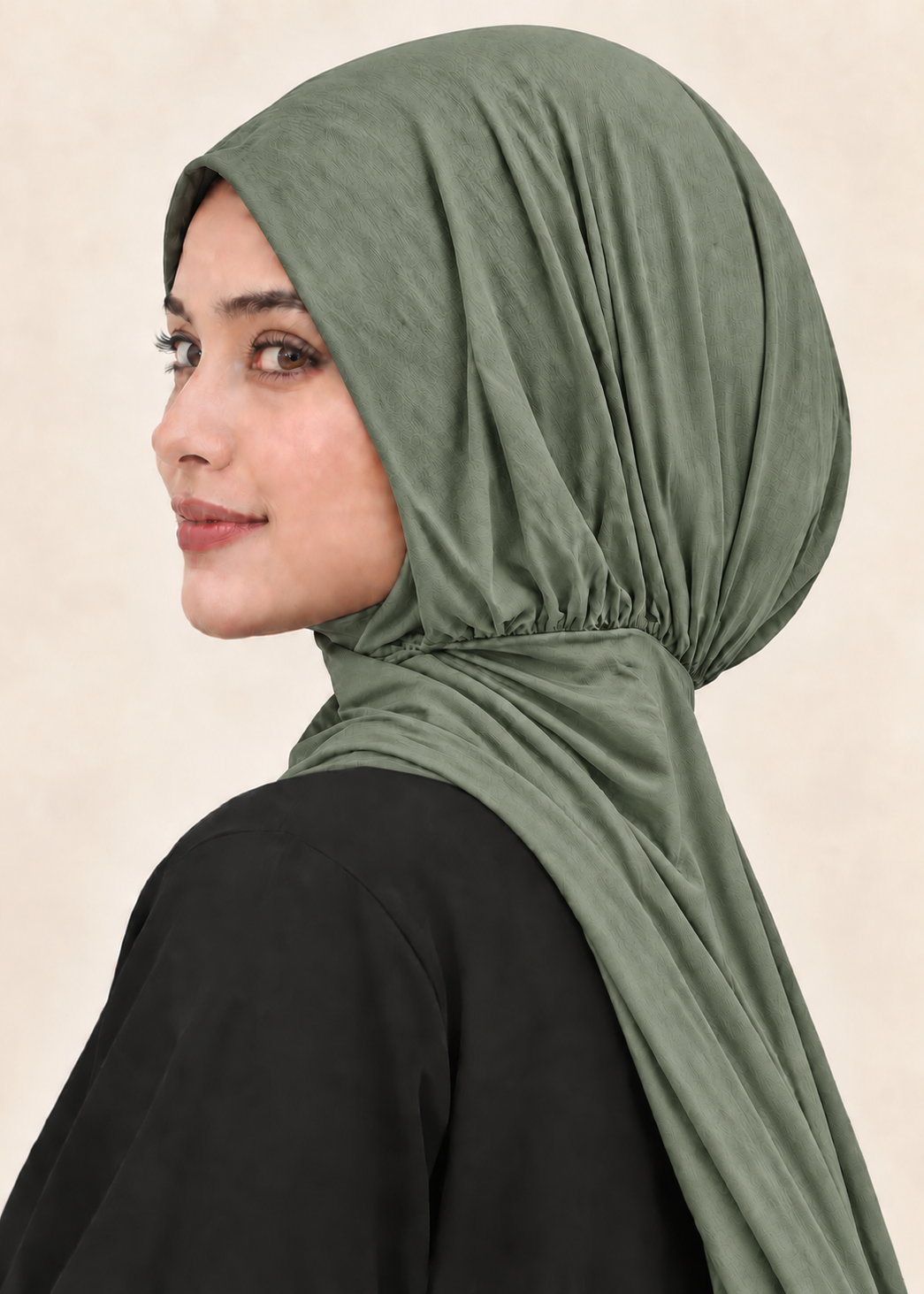 Button Up Bamboo Jersey Hijab | Sage Olive