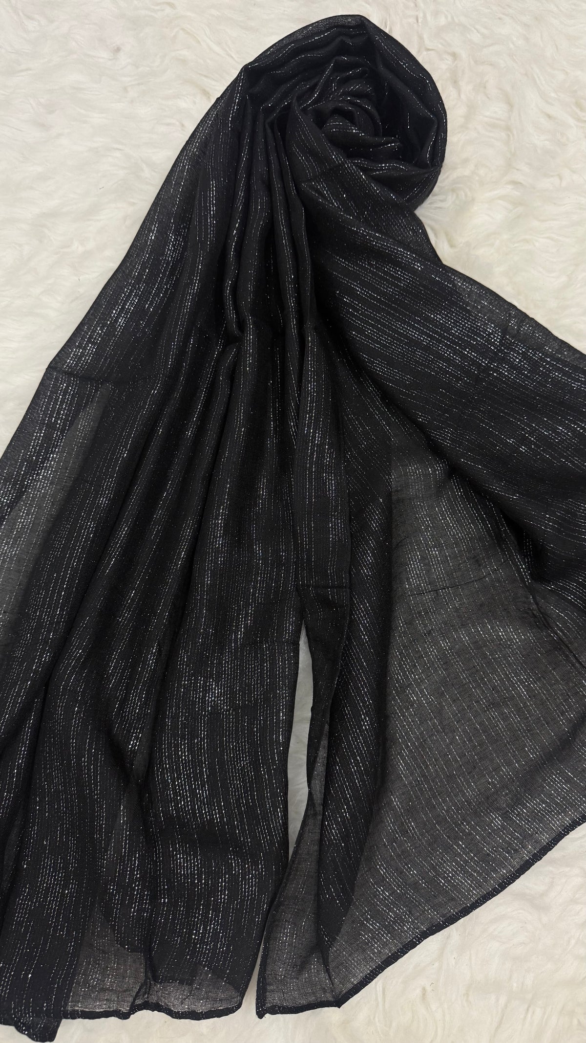 Lawn Zari Hijabs | Midnight Black