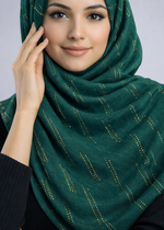 Lawn Zari Noor Hijab | Bottle Green