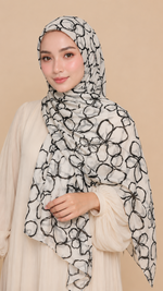 Monochrome Petals | Lawn Printed Hijab