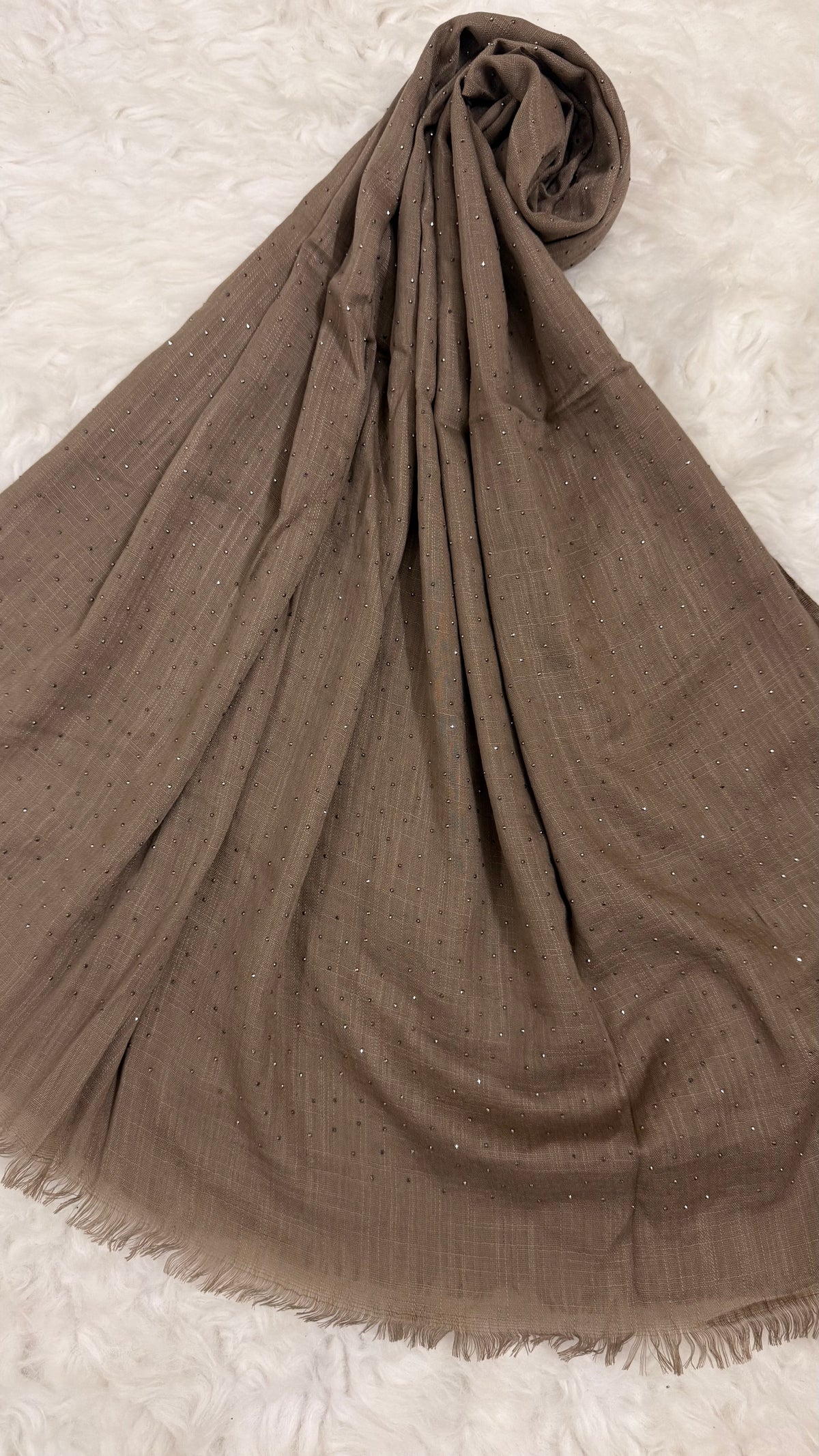Lawn Dotted Stones Hijab | Mocha Brown