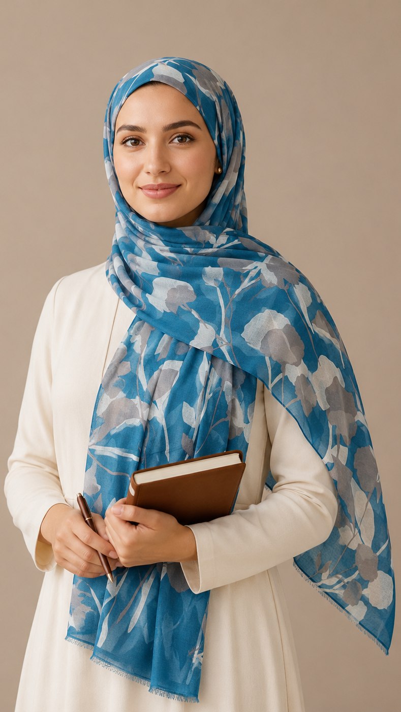 Ocean Bloom | Lawn Printed Hijab