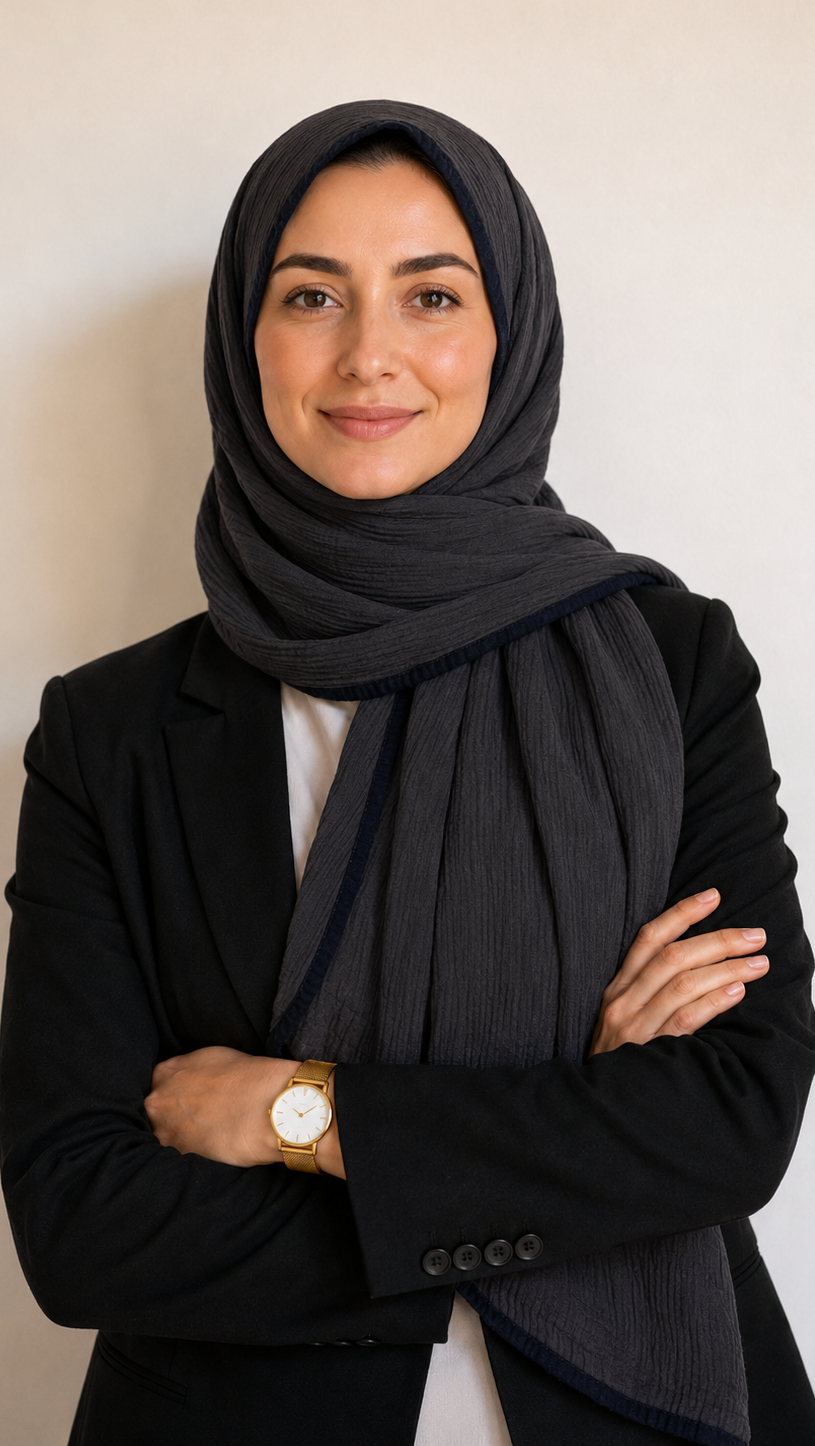 Soft Crinkle Lawn Hijab with Borders | Charcoal