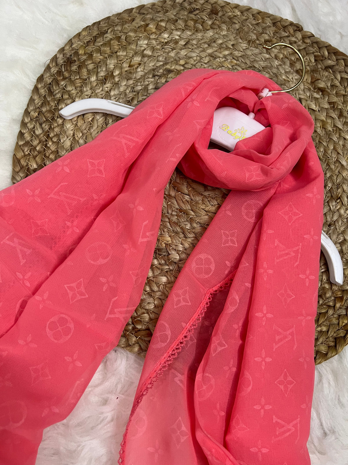 Monogram Georgette | LV | Bright Pink