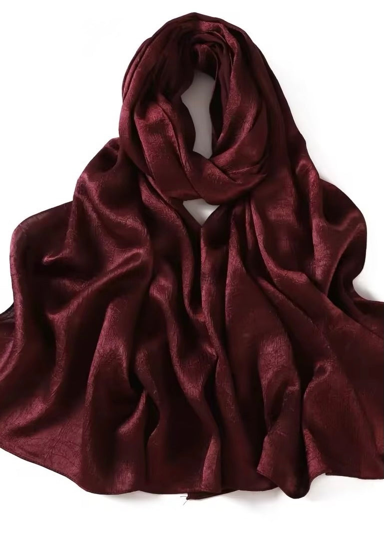 Crushed Velvet Silk Hijabs | Maroon