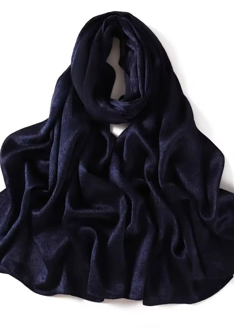 Crushed Velvet Silk Hijabs | Royal Blue
