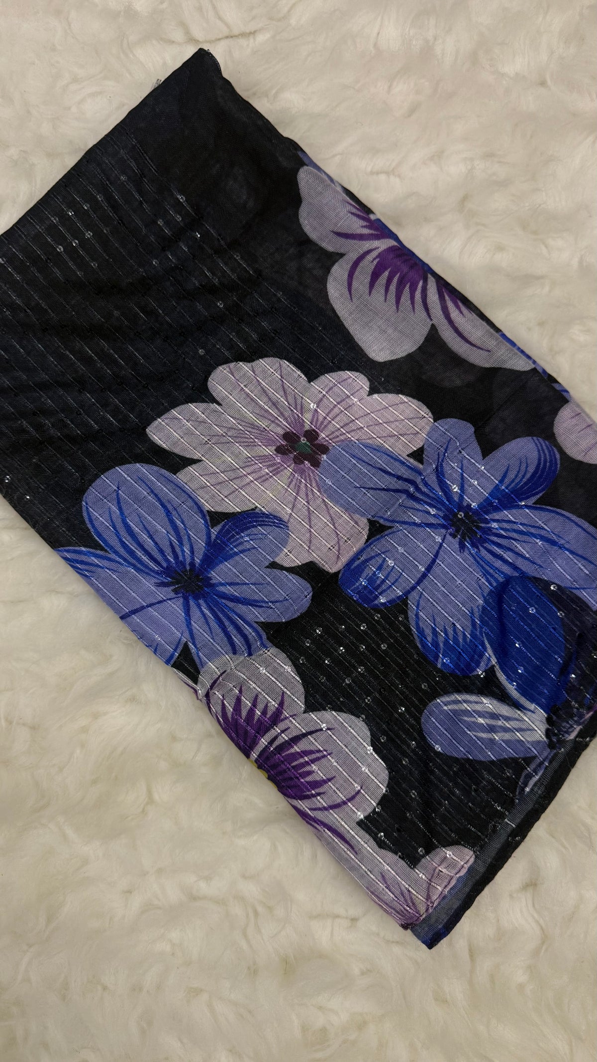 Sequins Bloom Midnight | Lawn Printed Hijab with Sequins