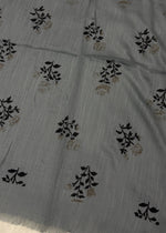 Lawn Block Print Hijab | Roses| Grey