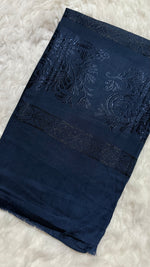Lawn Jacquard Border | Dark Blue