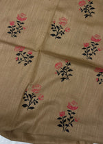 Lawn Block Print Hijab | Roses| Mocha Brown