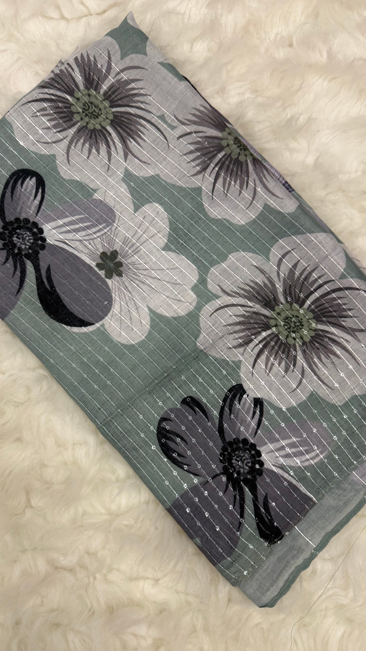Sequins Bloom Green | Lawn Printed Hijab with Sequins
