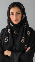 Lawn Ringset Embroidered Hijabs (XL) | Black