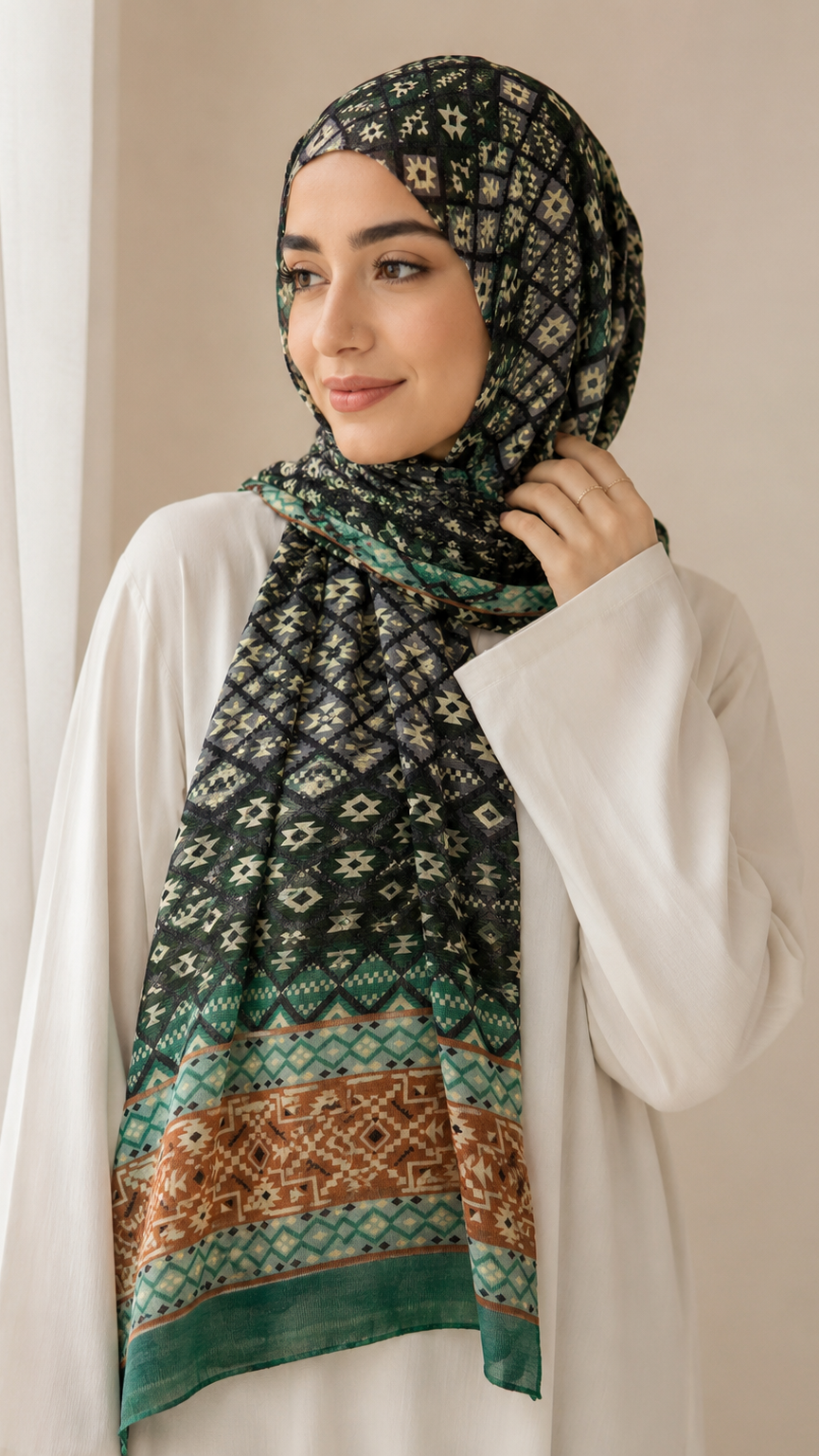 Tribal Emerald | Lawn Printed Hijab