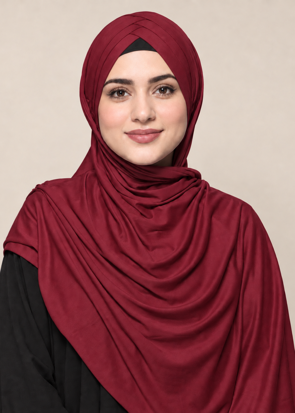 Criss Cross Bamboo Jersey Hijab | Maroon