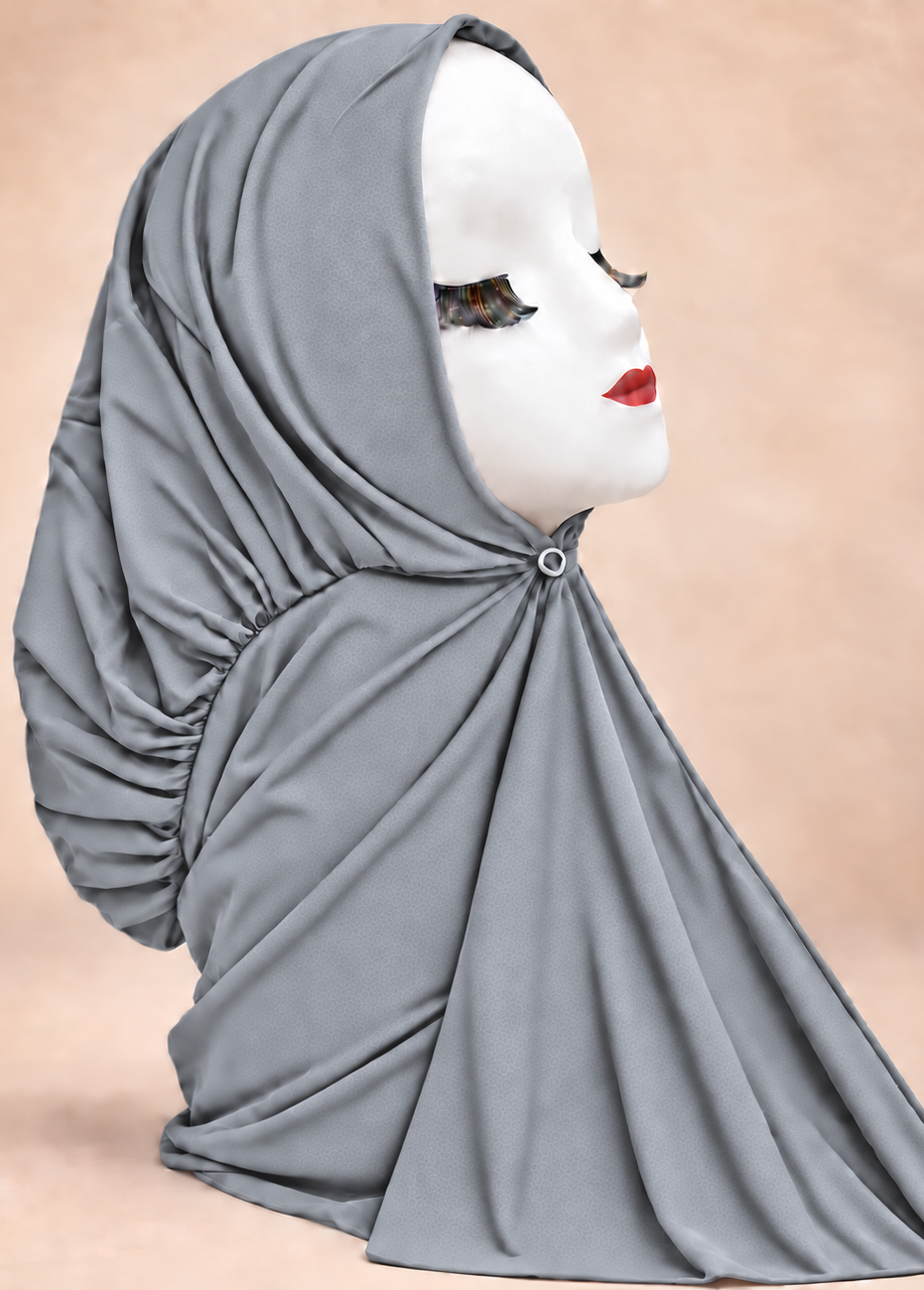 Button Up Bamboo Jersey Hijab | Silver Grey