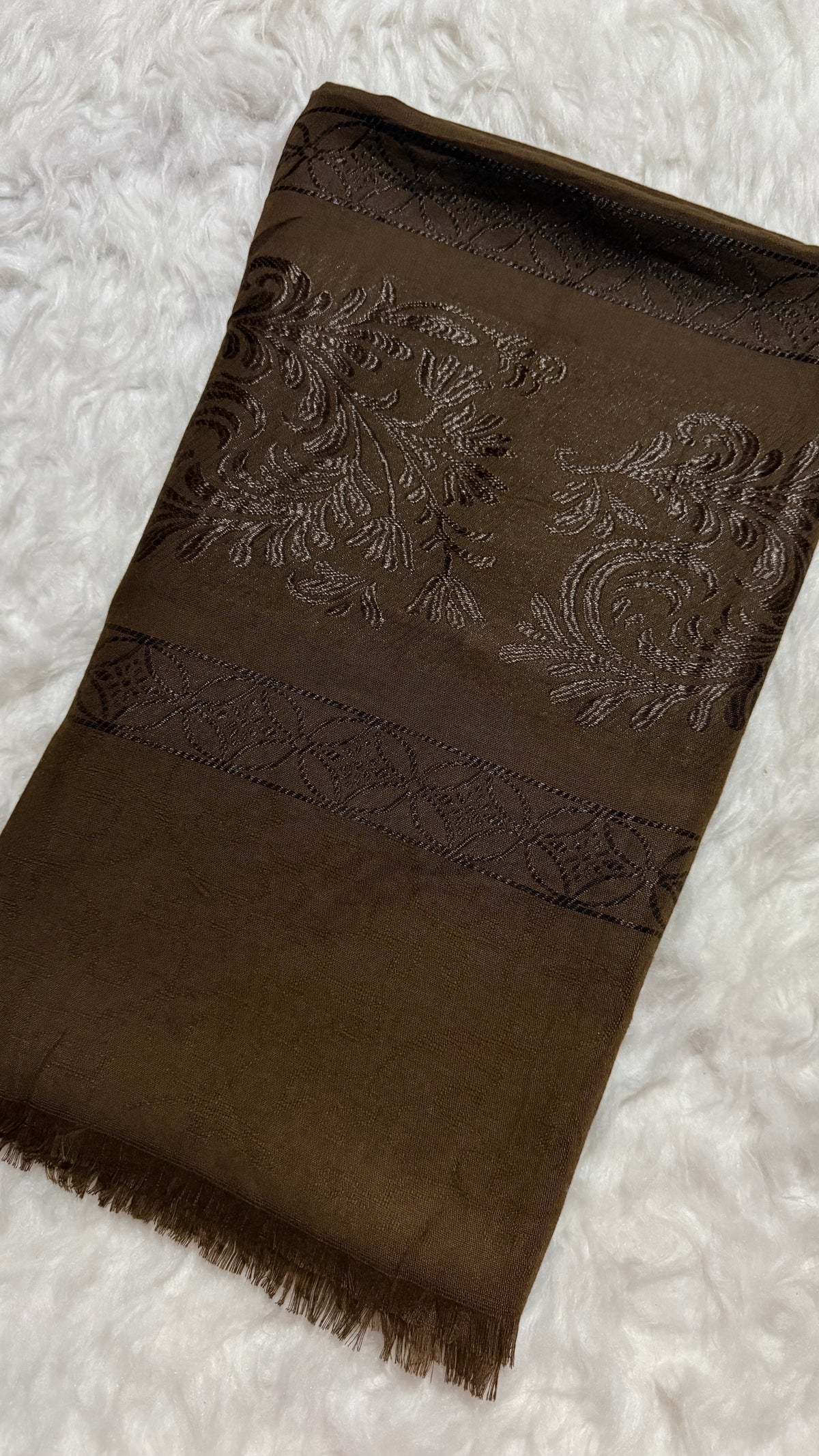 Lawn Jacquard Border | Dark Brown