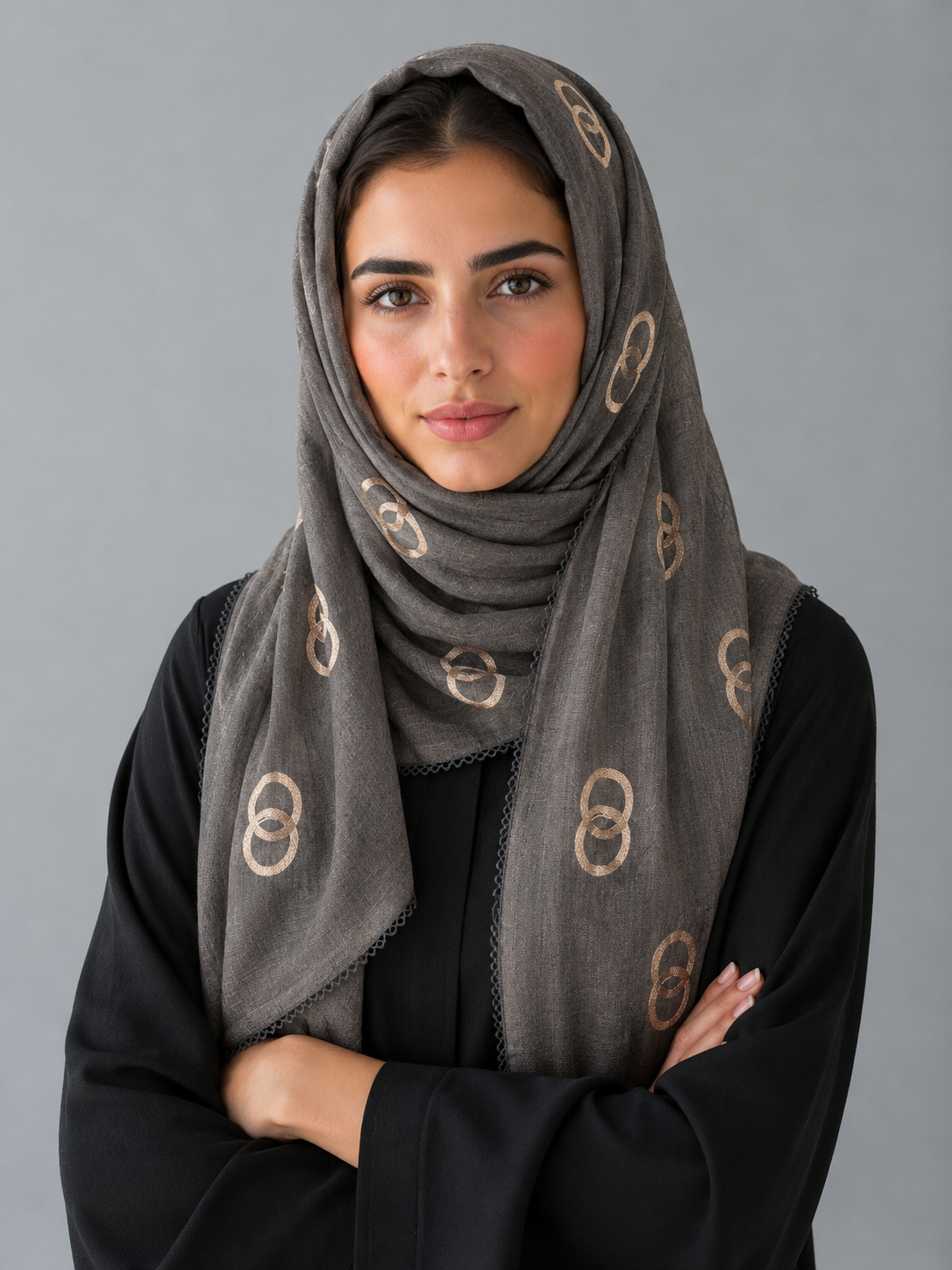 Lawn Ringset Embroidered Hijabs (XL) | Charcoal
