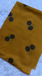 Lawn Block Print Hijab | Shinny Circles | Mustard
