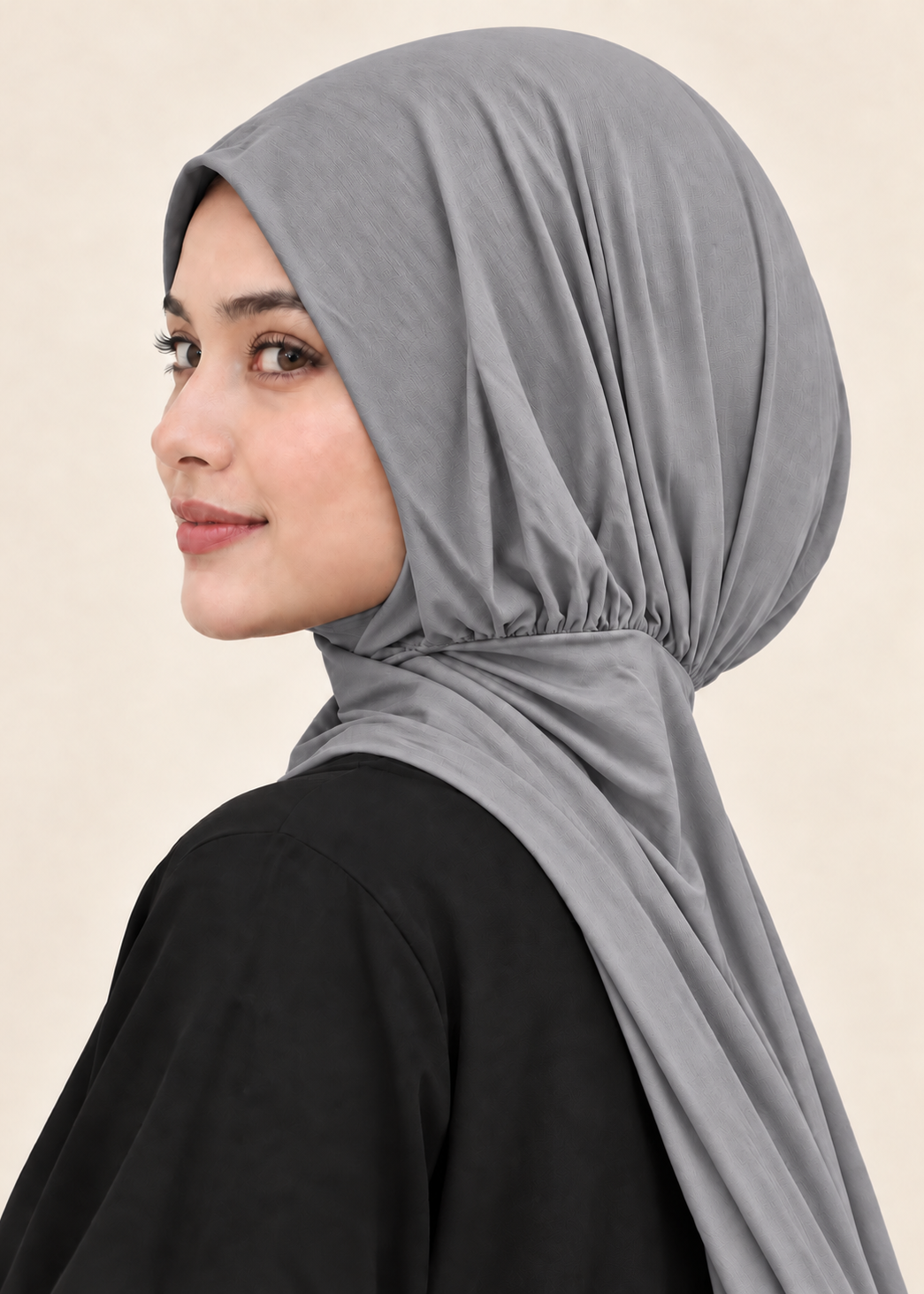 Button Up Bamboo Jersey Hijab | Silver Grey
