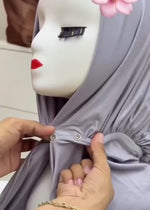 Button Up Bamboo Jersey Hijab | Silver Grey